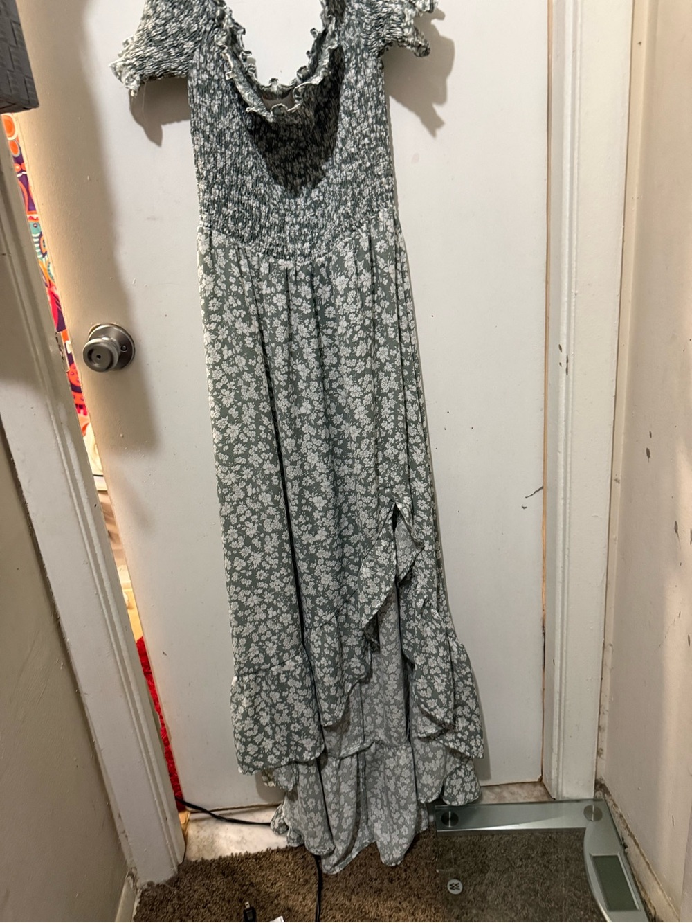 Floral Smocked Maxi Dress in Sage Green